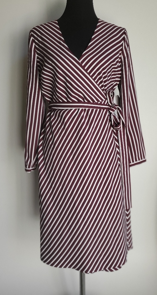 Banana Republic long sleeved Striped Wrap Dress